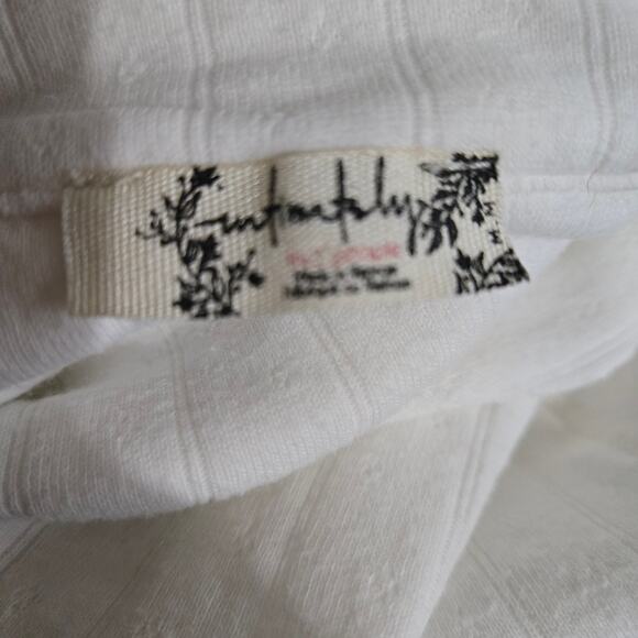 Free People Coffee Chat Pullover Top White Henley Pointelle Knit Oversize Medium - Picture 7 of 13